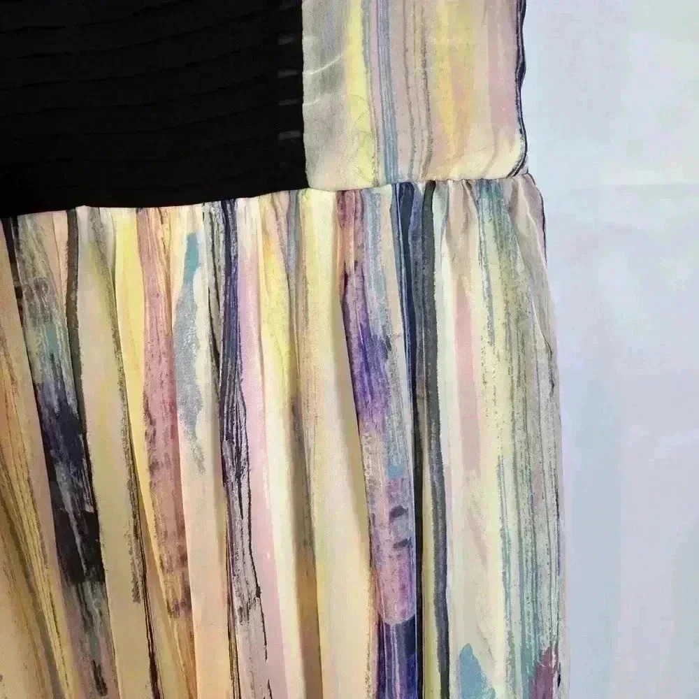 Bar III Long Dress w/Pleated Black Top, long & Breezy (Multi-Color) Size XL - Picture 4 of 10